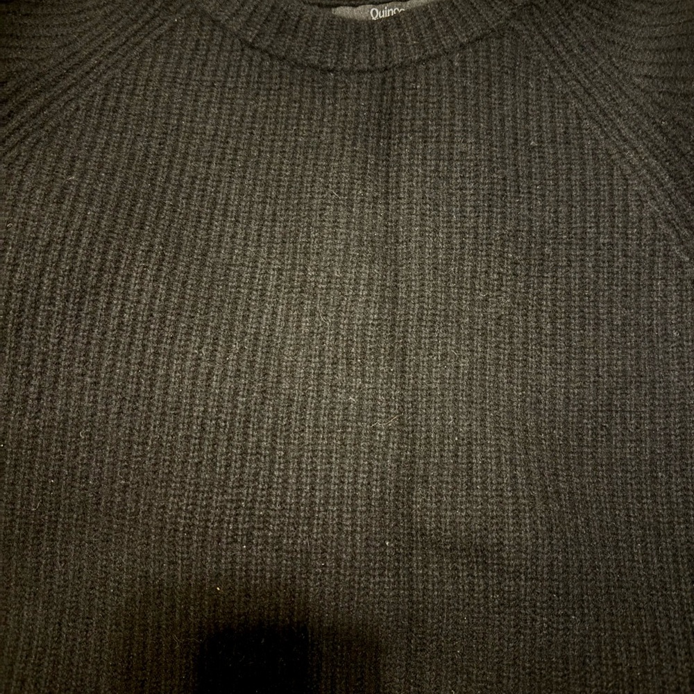 Quince women’s Mongolian Cashmere Fisherman Crewneck Sweater, Black XL - Picture 3 of 3
